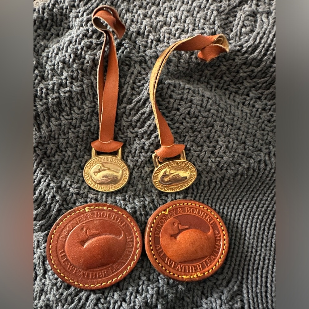 Dooney & Bourke All Weather Leather Duck Emblem Fob Hang Tags & Duck Seal Patch